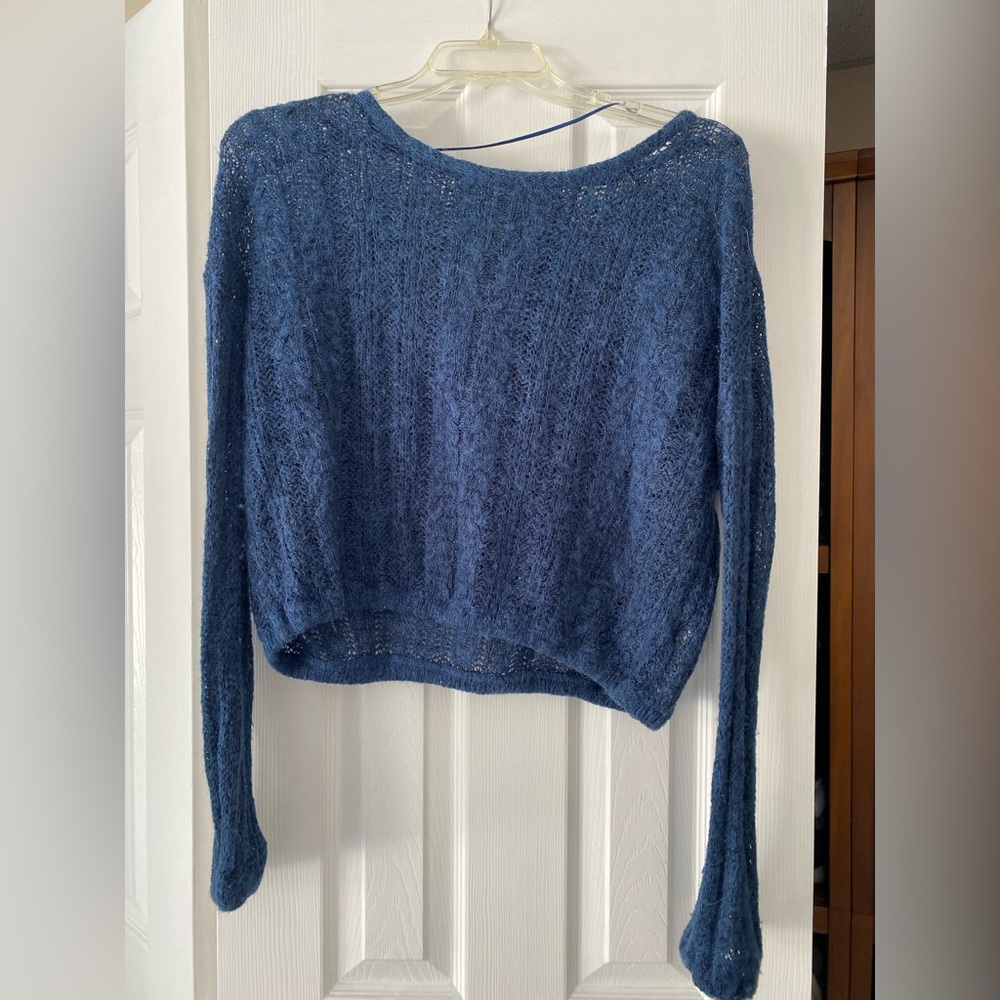 Free People Textured Navy Sweater